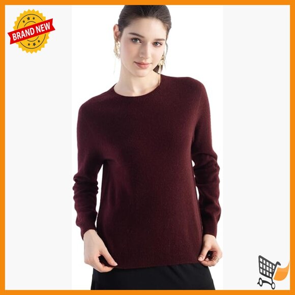 100% Cashmere Sweater Crew Neck Long Sleeve Pullover Warm Soft Knitted
